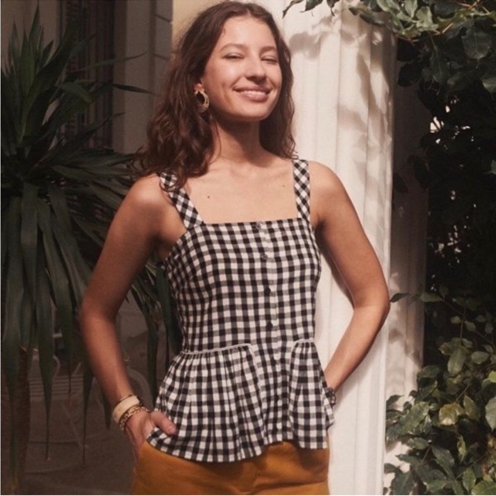 Sezane Laurette Gingham Check Tank Top